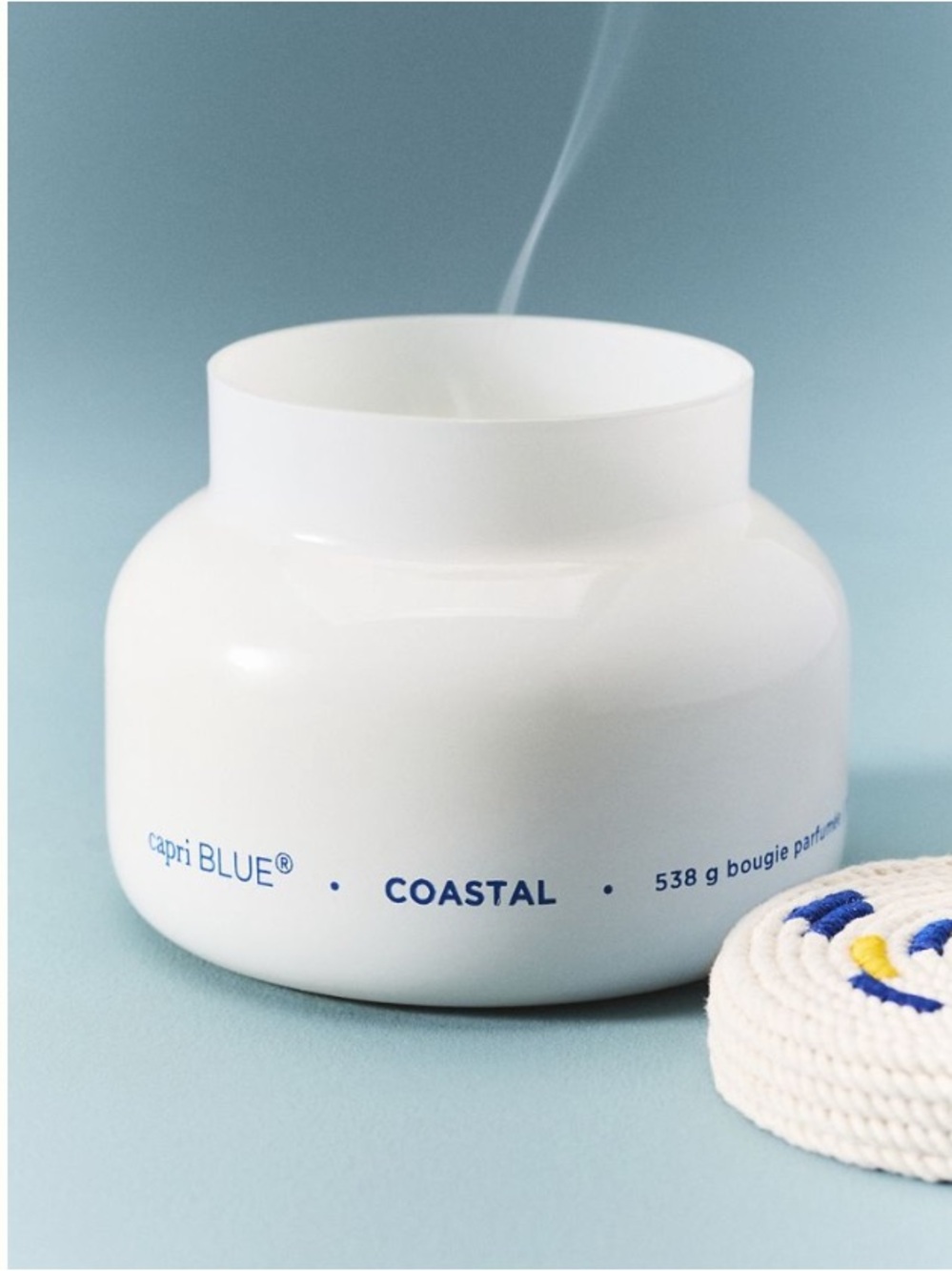 Anthropologie Capri Blue Fresh Coastal Nautical Rope Glass Candle NWT